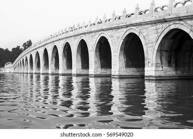 Historic Architectureblack White Shiqikong Bridge On Stock Photo ...