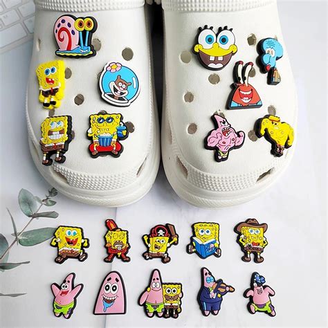 Cartoon SpongeBob Jibbitz Charm Crab Anime Jibits Crocs Snail Shoe Charms Patrick Star Crocs ...