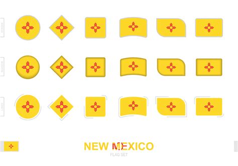 New Mexico flag set, simple flags of New Mexico with three different ...