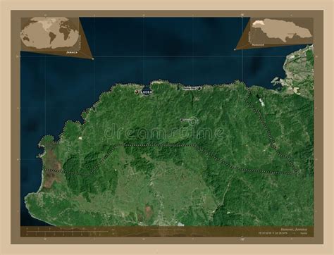 Hanover, Jamaica. Low-res Satellite. Labelled Points of Cities Stock ...