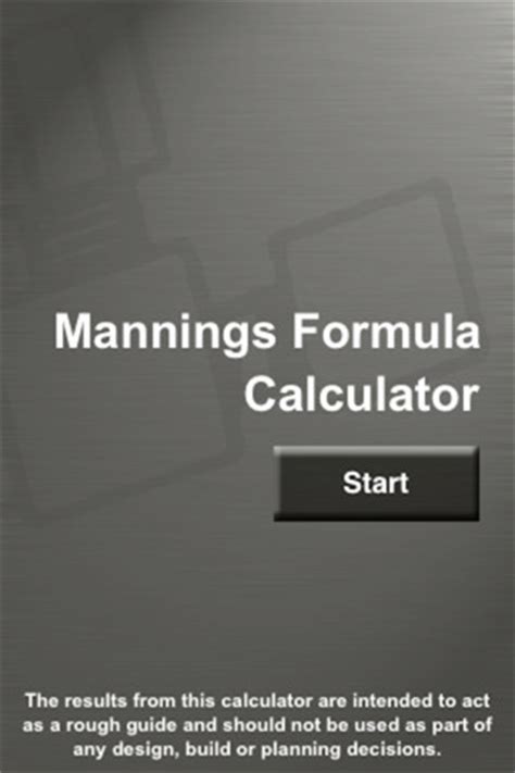 Manning Formula Calculator Utilities Manning Formula