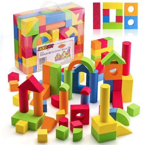 JaxoJoy Foam Building Blocks for Kids– 108 Piece EVA Foam Blocks Gift ...