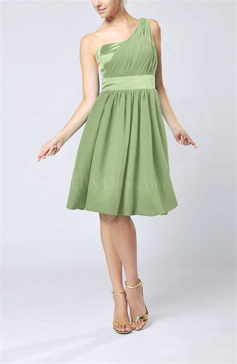 Sage Green Modern A-line One Shoulder Sleeveless Chiffon Bridesmaid ...