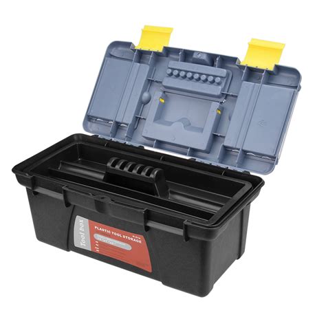 14-inch Tool Box Plastic Tool Box with Tray and Organizers Includes ...