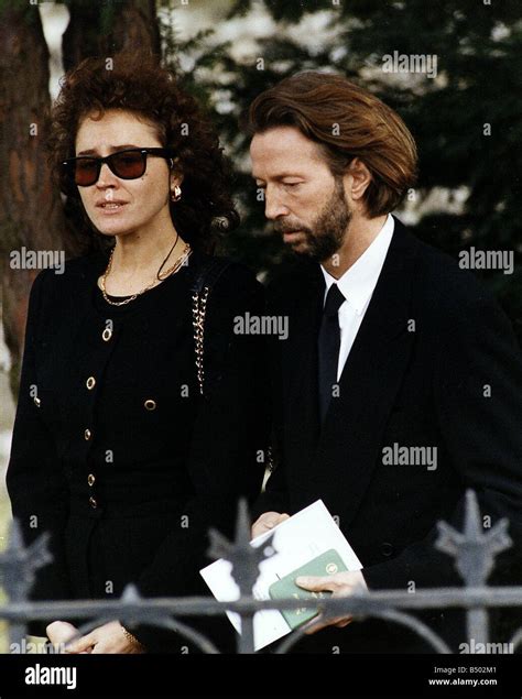 Eric Clapton Singer and Rock Guitarist with the mother of his son Lori Dal Santo at the funeral ...