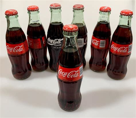 "Coca-Cola" 8 Oz Glass Bottle Set Of 7 Coke/Coke Classic (Un