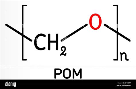 Polyoxymethylene, POM, acetal, polyacetal, polyformaldehyde molecule. It is synthetic polymer ...