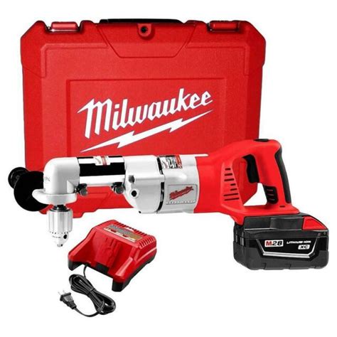 Milwaukee M28 Cordless Lithium-Ion Right Angle Drill Kit - Red/Black ...