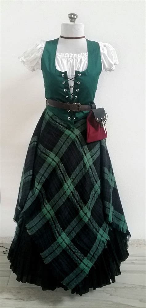 Celtic Dress Tartan Renaissance Dress Medieval Chemise Bodice - Etsy