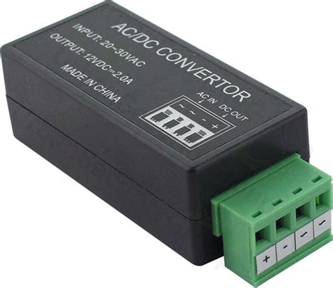 24V AC to 12V DC Converter Adapter : 2.5A : Go from AC to DC Power : Input: 20-30VAC : Output ...