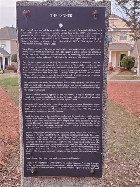 The Tanner Historical Marker