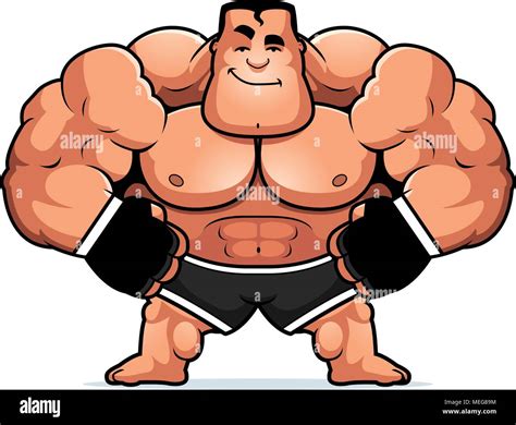 A cartoon illustration of an MMA fighter looking confident Stock Vector ...