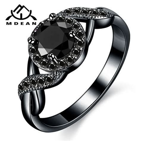 MDEAN Black Gold Color Wedding Rings Fashion Engagement black AAA for ...