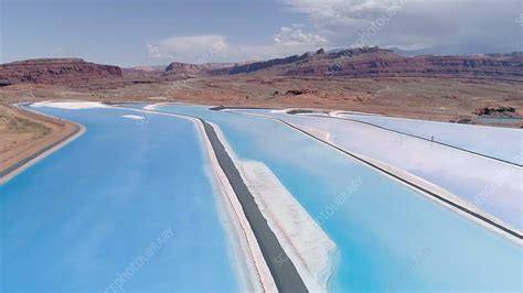 Solar evaporation ponds, Utah, drone view - Stock Video Clip - K009/6044 - Science Photo Library