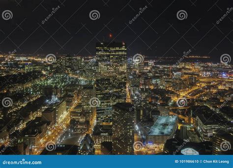 Night Aerial View of the Boston Cityscape Stock Photo - Image of view ...