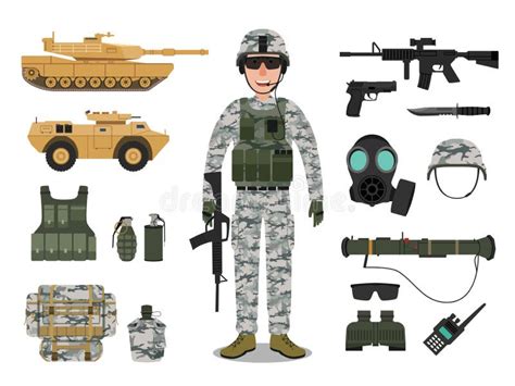 Army Soldier Character with Military Vehicle Stock Vector ...