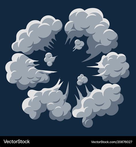 Smoke cloud explosion dust puff cartoon frame Vector Image