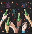 New year fireworks and champagne Royalty Free Vector Image