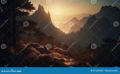 Early Morning Sunrise in the Huangshan Mountains. Magnificent Landscape ...