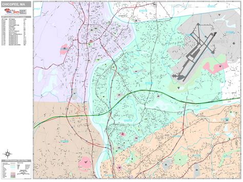 Chicopee Massachusetts Wall Map (Premium Style) by MarketMAPS