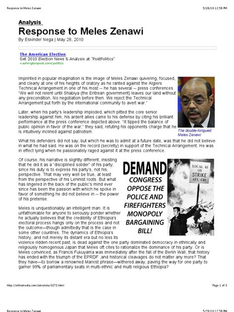 Response To Meles Zenawi | PDF | Ethiopia | International Relations