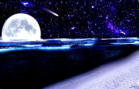 Ocean Night Sky Anime Wallpapers - Wallpaper Cave