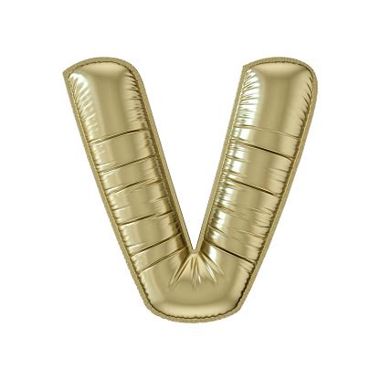 Letter V Balloon Gold Colored Foil Uppercase On White Background Stock Photo - Download Image ...