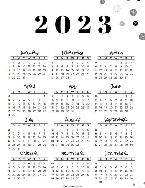 2023 Calendar Printable - Cute & Free 2023 Yearly Calendar Templates ...