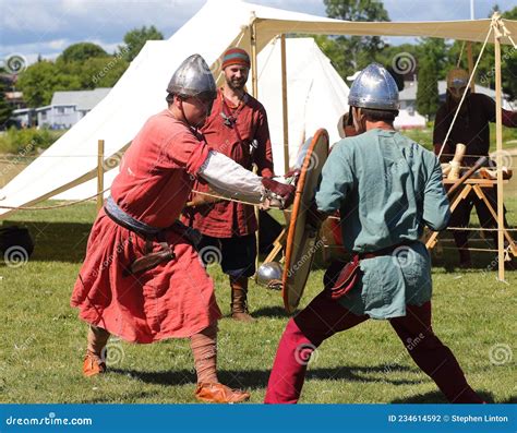 The Medieval Duel of Two Viking Warriors Editorial Photography - Image ...