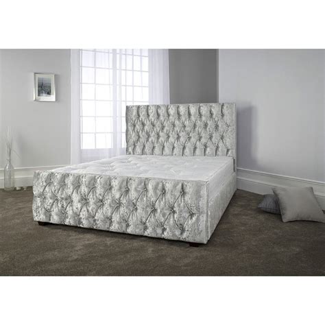 Crushed Velvet Furniture | Crushed Velvet Sofas, Beds, Chairs, Silver Grey | Upholstered bed ...