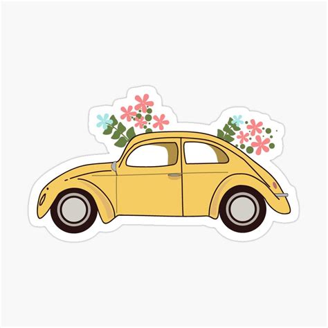 Floral vintage car Sticker by Richa Hariani in 2021 | Cute stickers ...