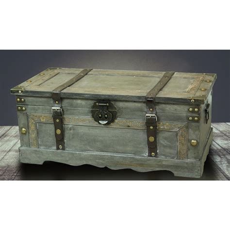 Vintiquewise Rustic Gray Large Wooden Storage Trunk-QI003272L - The ...