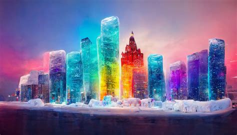 Abstract Ice Crystal City, Midjourney Illustration Stock Illustration - Illustration of abstract ...