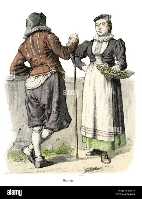 Traditional costumes of Switzerland, 17th Century. Peasants Stock Photo: 69185871 - Alamy