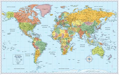 Rand McNally Signature World Wall Map - Dry Erase Ready-to-Hang | Wide ...