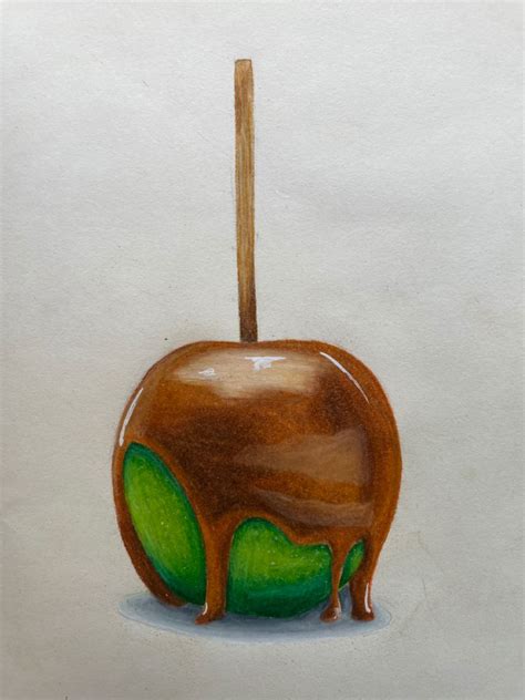 Caramel apple drawing | Colored pencil artwork ideas, Easy realistic drawings, Realistic drawings