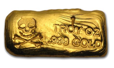 1 oz Gold Bar - Skull & Crossbones - Prospector's Gold and Gems