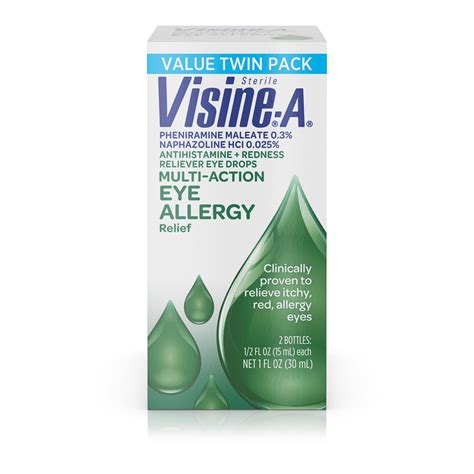 Visine-A Multi-Action Eye Allergy Relief Eye Drops, 0.5 Fl. Oz, 2 Pack ...