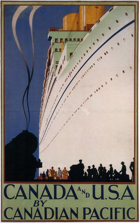 Vintage Cruise Ship Poster: Canada and U.S.A. by Canadian Pacific