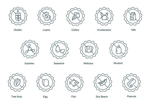 Allergen Icons. Food Allergy Warning and Dietary Restriction Symbols ...