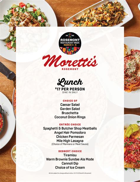 MORETTI’S ROSEMONT – Rosemont Restaurant Week