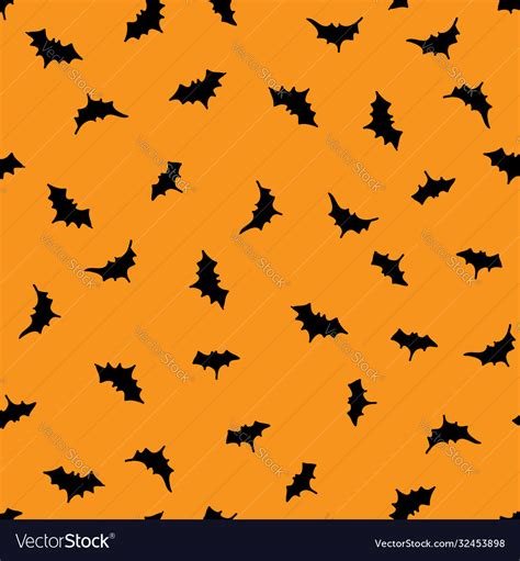 Orange bats halloween pattern Royalty Free Vector Image