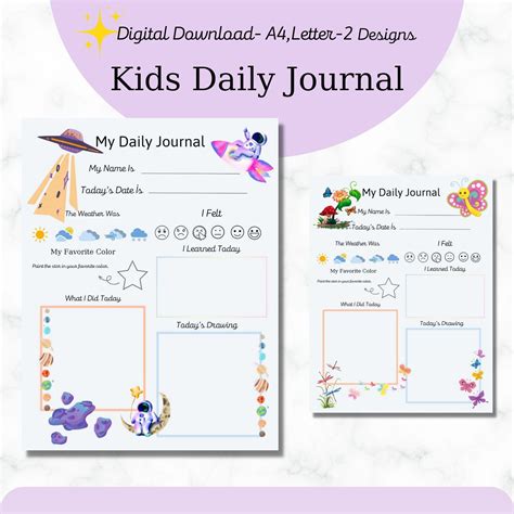 Printable Kids Diary, Digital Download , Diary for Kids , Children's Diary , Sticker Gift ...