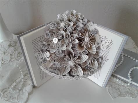 Book Bouquet, Origami Flowers, Book Page Flowers, Book Theme Gift, Origami Bouquet, Birthday ...