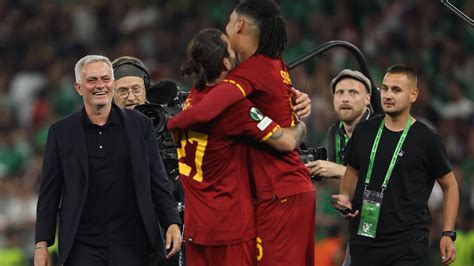 Jose Mourinho celebrates Roma triumph in UEFA Europa Conference League ...