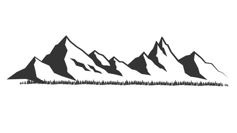 Mountains vector.Mountain range silhouette isolated vector illustration. Mountains silhouette ...