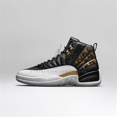 Air Jordan 12 Air Jordan XII Retro Black / White / Metallic Gold Black ...