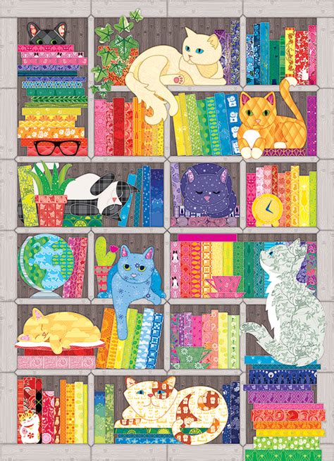 Rainbow Cat Quilt, 1000 Pieces, Cobble Hill | Puzzle Warehouse