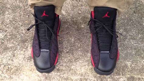 Air Jordan 13 XIII Retro "Bred 13" "Playoff" "Black Varsity Red" on feet - YouTube