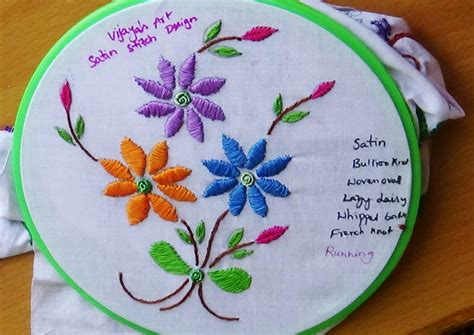 Simple Satin Stitch Hand Embroidery Designs